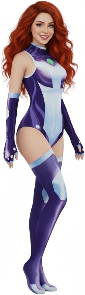 Starfire Costume Princess Koriand'r Cosplay Outfits Women Purple Crop Top Skirt Set for Halloween Party Uniform