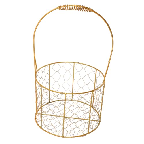 OFFSCH Large Metal Wire Storage Basket for Coffee Candies Tea Leaves Versatile Organizer with Convenient Handle Golden Design for Kitchen Office Use