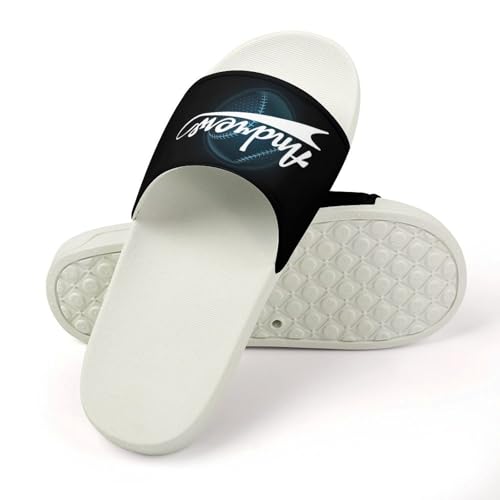 Custom Sports Slides Personalized Slippers - Baseball Sandals Quick Drying Softball Slippers Indoor Outdoor,Gifts for Men Youth Boy (White,Style 3)4