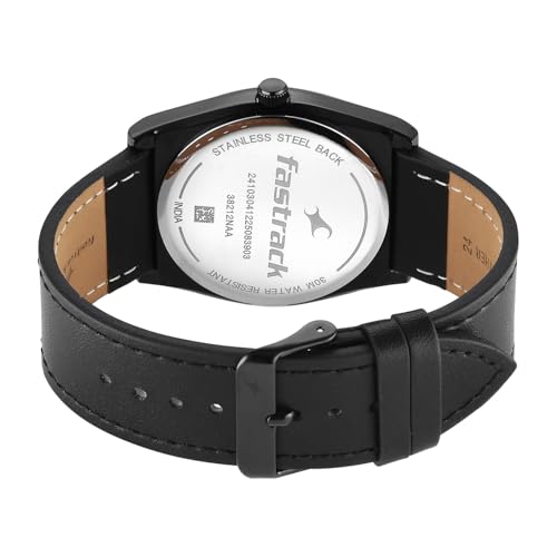 Image of Fastrack Stunners XI with Quartz Analog Black Dial Black Leather Strap Watch for Men - 38212NL01