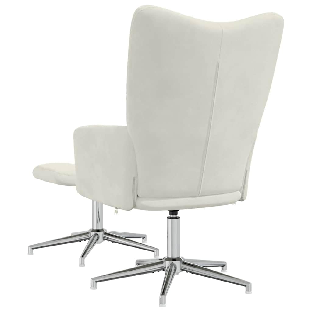Silla de relajación (terciopelo blanco crema), diseño de taburete giratorio de 360º, 62 x 68 x 98 cm, silla de lectura cómoda con estructura de acero, para salón, dormitorio, oficina