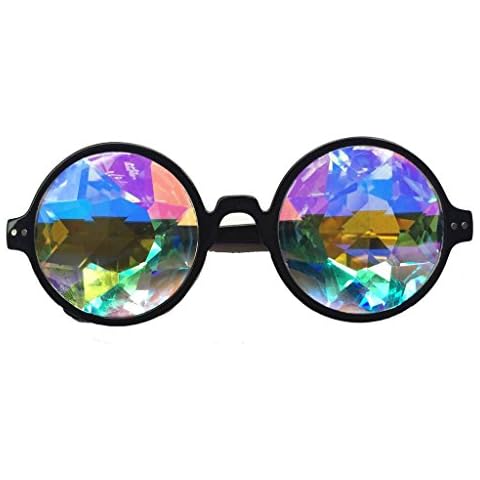 FLORATA Kaleidoscope Steampunk Goggles Multicolor Lens Glasses- Rainbow Rave Prism Diffraction Cover