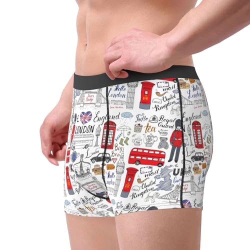 I Love London Print Men's Boxer Briefs Breathable Stretch Underwear for Everyday Active Wear Range4