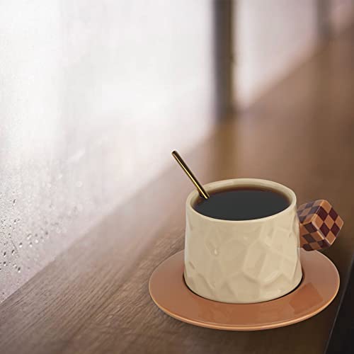 Dodamour Tea Cup And Saucer Set With Gold Spoon, Ceramic Coffee Cups With Handle, Coffee Mug For Home Office Party (Brown) #TOP5