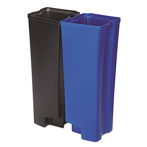 Rubbermaid Commercial Products-1883629 Slim Jim Front Step-On Trash Dual Rigid Liner Set, Plastic, 24 Gallon, Black/Blue