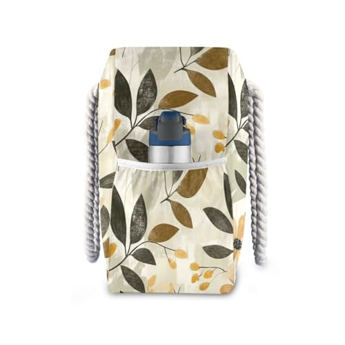 Flowers Olive Green and Sand Sturdy Tote Bags For School with side pocketes Duffel Bag Women for Pool Gym Grocery Travel3