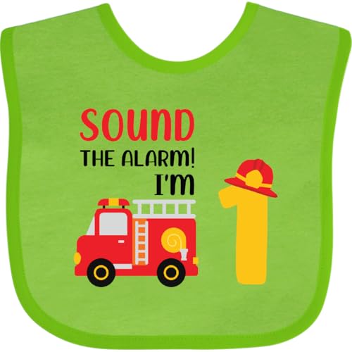 inktastic Sound the Alarm I'm 1 Fire Truck Baby Bib