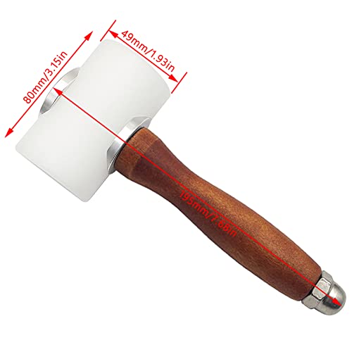Leather Carving Hammer Mallet Wood Handle Nylon Hammer Mallet for Leathercraft Leather Carving DIY Leathercraft Mallet, Nylon T Head Wood Handle 7.4 Inch thumbnail 6