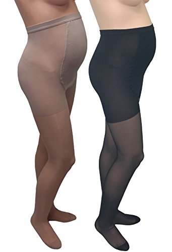 Image of GABRIALLA Maternity Graduated Compression Pantyhose 2 Pack (20-22 mmHg) H-260: Petite Nude /Black