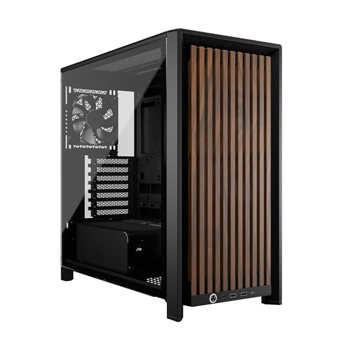CORSAIR Frame 4000D Wood RS Modular Mid-Tower ATX PC Case Wood Front Panel 4X RS120 PWM Fans Included InfiniRail Fan Mount System Reverse GPU Anti-Sag and Motherboard Support Black/Walnut