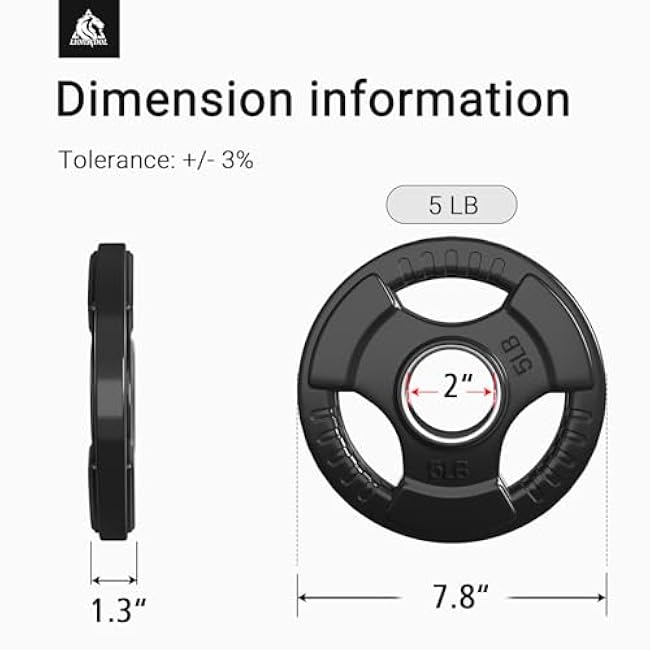 LIONSCOOL 2-Inch Rubber Olympic Grip Weight Plates for Strength Training, Weightlifting, Solid Cast Iron Plate for Barbell in Single/Pair/Set for Home & Gym (2.5-45LB), One Year Warranty