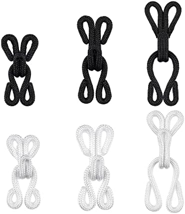 60 Sets Large Covered Sewing Hooks and Eye Closure Jewelry Books Crafts Latch for Clothing Bra thick leather deep pile fabrics fur Coats Wraps and Jackets (Black and White)