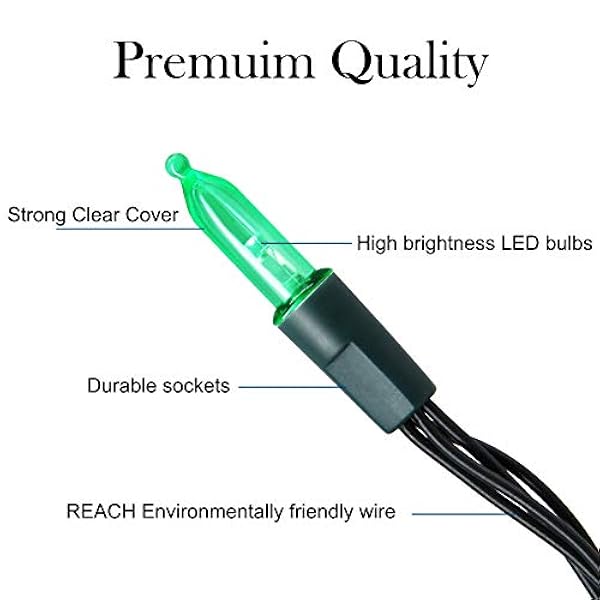 Twinkle Star, Catena di luci natalizie per esterni, a batteria, 50 LED, con 8 modalità, impermeabile, 4,9 m, per giardino, albero di Natale, matrimonio, ghirlanda, decorazione per feste