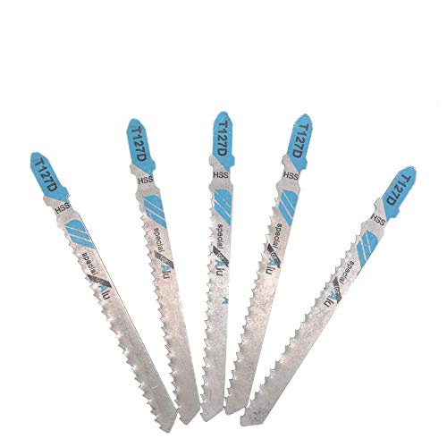 BE-TOOL - Juego de 5 hojas de sierra de calar con vástago en T T127D, surtido universal para cortar metal, madera, PVC y más, compatible con Bosch, Dewalt, Hitachi, Makita, Festool, etc