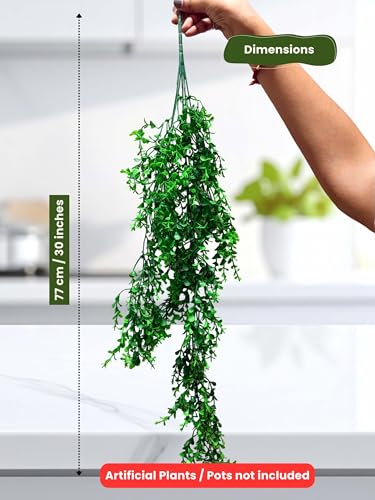 Image of Bombay Greens Artificial Hanging | Realistic Plant Creeper for Wall Hanging, Door, Balcony & Home Office Decor | Artificial Green Hanging for Decoration & Festival - Set of 2