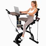 Exercise Bike with Adjustable Desk, Home Office Stationary Bike with Sliding Desktop,...