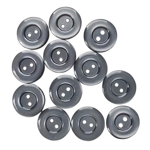 12 Pcs Grey Sewing Buttons 0.75 inch Button for Craft 2 Hole 30L Round Buttons 19mm Plastic Button for Blouse Shirt Skirt Suit Pants Coats Dress Uniform Shorts Decorative DIY Arts