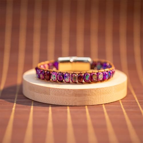 Image of YGLINE Boho Handmade Wrap Leather Tube Crystal Stone Bracelet for Women