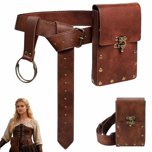 Cinturón Medieval con Retro Riñonera, Medieval Ropa y Accesorios, Juego de Riñ-onera Me-dieval, Riñonera Renacentista Riñ-onera, para Halloween Accesorios Cosplay, Piratas, Caballeros Renacentistas