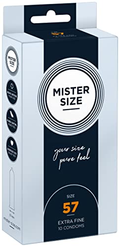 MISTER SIZE Kondome gefühlsecht hauchzart 57mm im 10er Pack/extra dünn extra fein extra feucht/aus 100% Naturkautschuk-Latex in deiner Größe L - XL/natural feeling 10er Packung