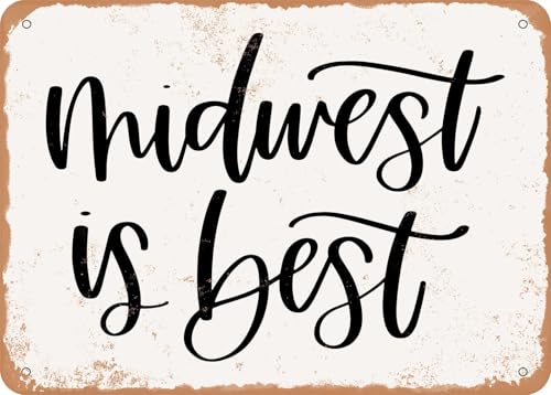 panneau mural decoratif enseignes en métal affiche vintage Midwest is Best - Vintage Look Sign decoration cuisine