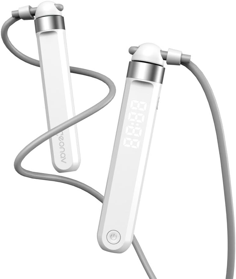 Geonav Corda de pular 3m com contador inteligente bluetooth, sincronização com aplicativos de saúde (Google Fit, Fitbit e Apple Saúde), bateria recarregável, ajustável, HISAUCO, branco Geonav Corda de pular 3m com contador inteligente bluetooth, sincronização com aplicativos de saúde (Google Fit, Fitbit e Apple Saúde), bateria recarregável, ajustável, HISAUCO, branco