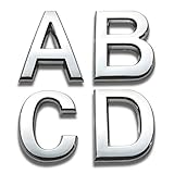 hopewan 4 Pack House Letters Stickers A B C D, 2-3/4in Alphabet Stickers Chrome Plating, for Home Decoration/Address Plaque/Apartment Door, Bright and Shining (2.75