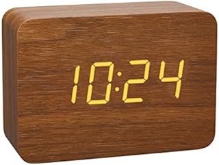 TFA Dostmann Design Funk-Wecker in Holz-Optik Clocco, 60.2549.08, Kunststoff, braun/orange, L 100 x B 41 x H 70mm