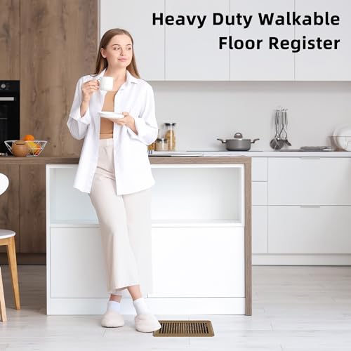 Floor Register 2x12 Inch Brown, Floor Vent Covers for Home Floor, Sidewall, Design with Adjustable Air Supply Lever Air Vent Deflectors, 2 Pack by VE NI SCC - Used condition - Image 4