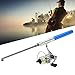 Fishing Rod and Reel Combos, Pocket Fishing Pole with Reel Wheel Retractable Aluminum Alloy for Sea Rock Stream River Boat Raft Ice Fishing (Blue)