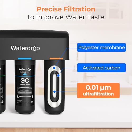 Image of Waterdrop WD-TSA-UF 0.01 μm Ultra Filtration Under Sink Water Filter System, 9 Stage Under Sink Water Filtration System, Reduces Chlorine, Taste and Odor, Fluoride, Connects Directly to Your Faucet
