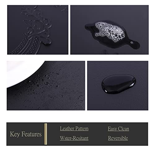 Oval Placemats Indoor Set Of 6 Wipeable Black Faux Leather Place Mat Reversible Waterproof Table Mats Patio Placemats Heat Resistant Anti Oil Washable Decorate For Dining Table #TOP3