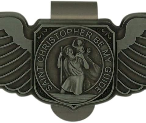 Needzo Silver Tone Saint Christopher Angel Wings Visor Clip, 3 1/4 Inch image 5