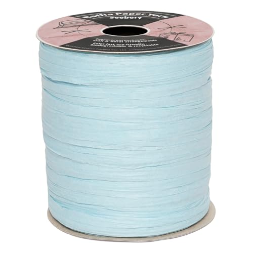 Raffia Ribbon for Crafts - Raffia Yarn Grass Twine for Gift Wrapping, DIY Decoration & More | Matte String Paper Rope for Crochet - 1/4'' Wide, 100 Yards, Baby Blue