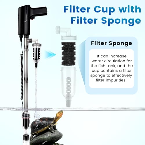 hygger Battery Powered Aquarium Vacuum Gravel Cleaner, 6 in 1 Automatic Fish Tank Vacuum Handle Control, Powerful Gravel Vacuum for Aquarium, Water Changer Sand Washer Water Filter Adjustable Length by hygger - Image 5