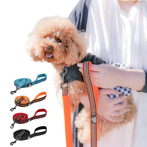 PetGround 犬 リード 可愛い ソフトリード 柔らかい おしゃれ 軽い 反射素材 ペット用品 メッシュ 小型犬 中型犬 大型犬 (ブラック M)