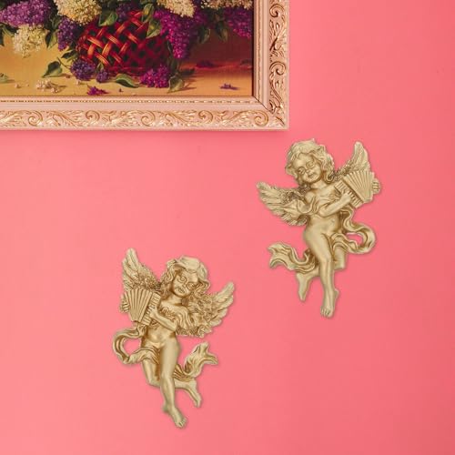 Anges dorés vintage Hemobllo déco murale durable pour mur vide - 7