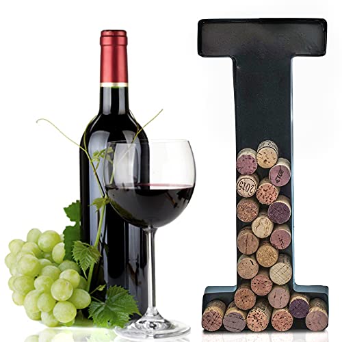 Made Easy Kit Metal Letter Wine Cork Keepsake Saver & Holder Monogram W/Free Wall Mount Kit A-Z (Letter I, Large) #TOP17