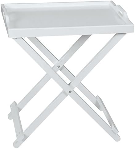 Taylor & Brown Wooden Folding Butler Tray Tables Portable Breakfast Dinner Serving Laptop Tray Side End Table Space Saving Design Compact Foldable (White)