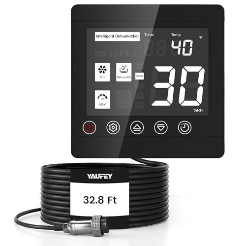 Image of Yaufey AYD Series Dehumidifier Remote Controller - Humidity & Timer Control, Temperature, 32.8ft Range Cable, Plug-&-Play Setup