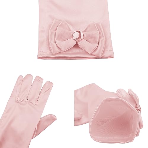 LUTER Girls Princess Long Gloves - Fashionable Dress Up Bows Comfortable Satin Long Finger Dress Gloves4