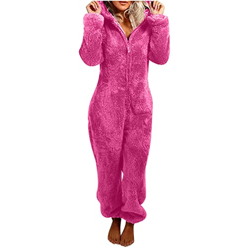 Battnot Jumpsuit Damen Teddy Fleece Einteiler Overall Anzug...