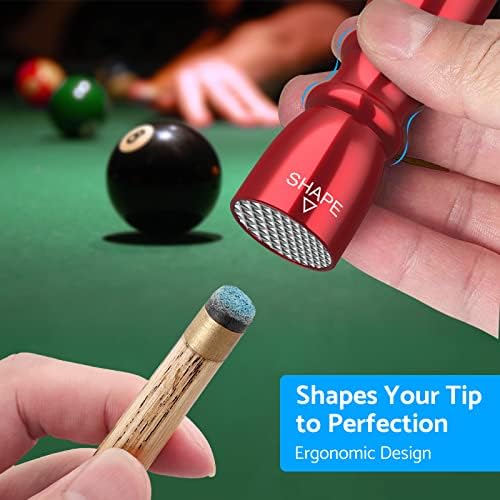 eSynic Popular Snooker Cue Tips Shaper 3 in 1 Pool Cue Tips Shaper Set Billiard Snooker Accessories Pool Cue Accessories Snooker Cue Tips Shaper 3 in 1 Tool - -Shaper, Scuffer, Aerator (Red)