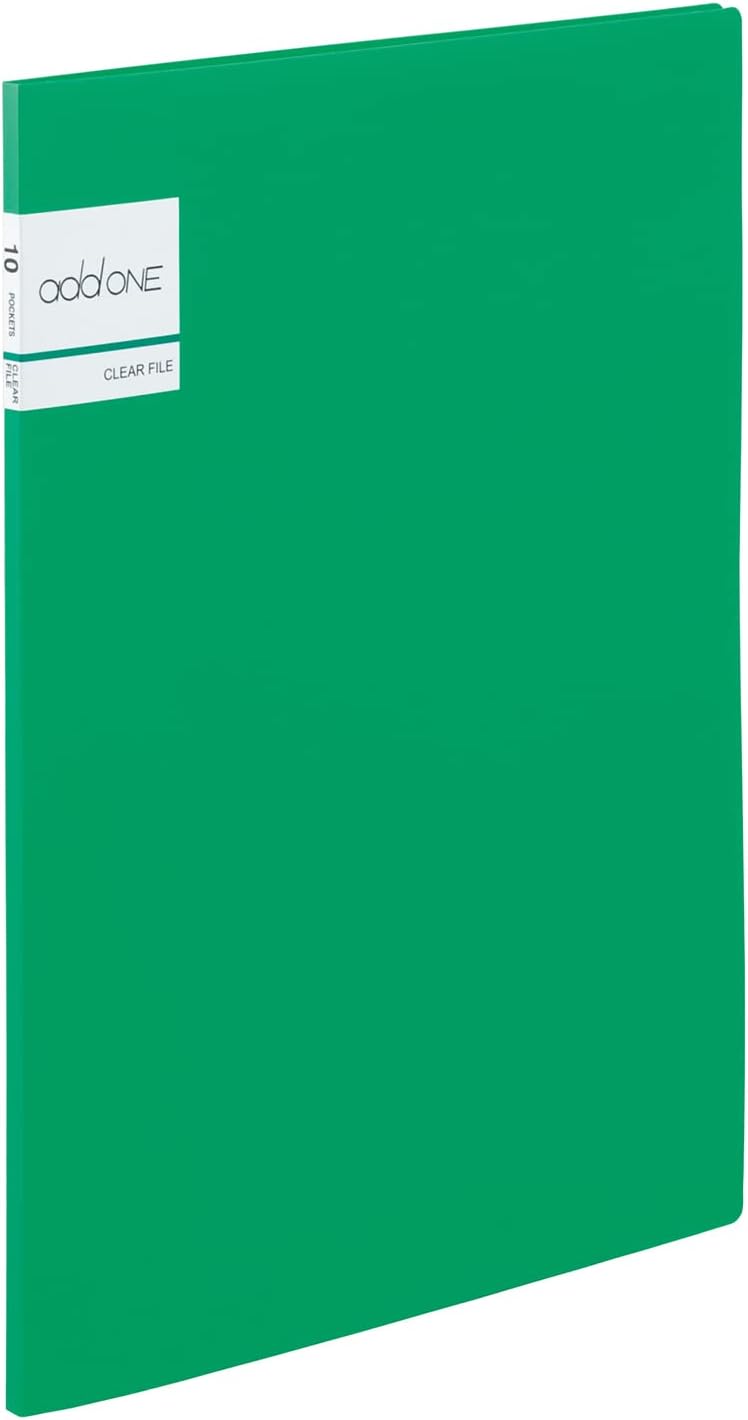 Sekisei AD-2021-30 AdOne Clear File, A4-S, 20 Pockets, Green