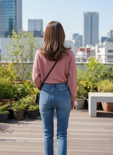 Image of Zilcon Full Sleeve Waffle (Wool) Oversized Tshirt for Women, Button Down Neck Longline Drop Shoulder Sweatshirt for Women