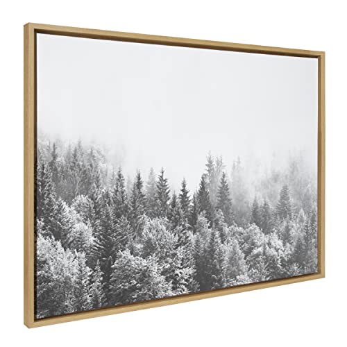 Kate and Laurel Sylvie Forest On A Foggy Day BW Framed Canvas Wall Art by The Creative Bunch Studio; 28x38 Natural; Decorative Nature Art for Wall by Kate and Laurel - Used condition - Image 2