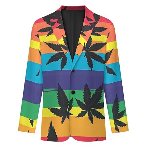 Colorful LGBT Weed Leaf Mens Blazer Lightweight Sport Coat Two Button Suit Jackets4