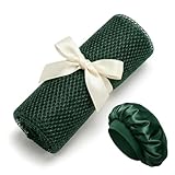 African Net Sponge, Exfoliating Body Scrubber, Soft Satin Silk Bonnet for Men Women Hair Bonnet for Sleeping, Double Layer Silk Sleep Cap, Dark Green, HomeyVenture