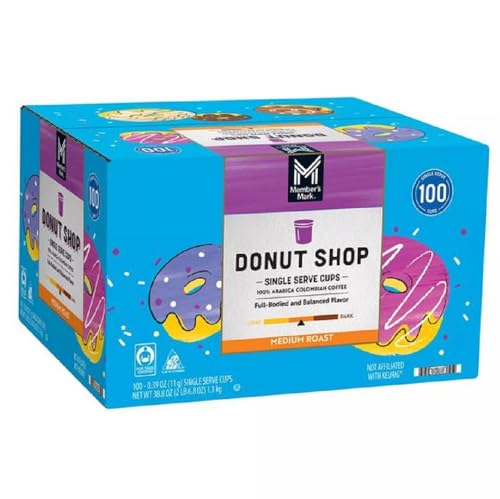 Member Mark Donut Shop Medium Roast Coffee Pods, 100 ct. (100% Arabica Colombian Coffee)