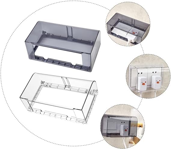 Image of Electrical Socket Cover Shell Outdoor Electrical Outlet Outdoor Receptacle Covers Weatherproof Outlet Cover Clear Wall Protector Case Fingerboard Household. (double - size(18.8x11x3.2cm)